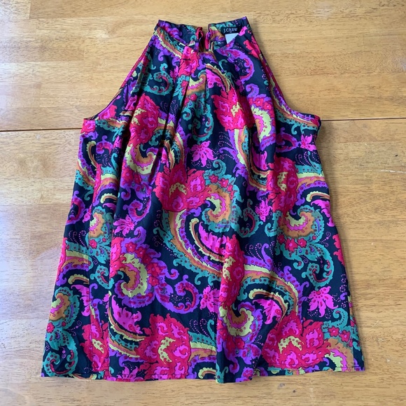 J. Crew Tops - J.Crew Silk Tie Collar Paisley Liberty Floral print halter tank top, Size M